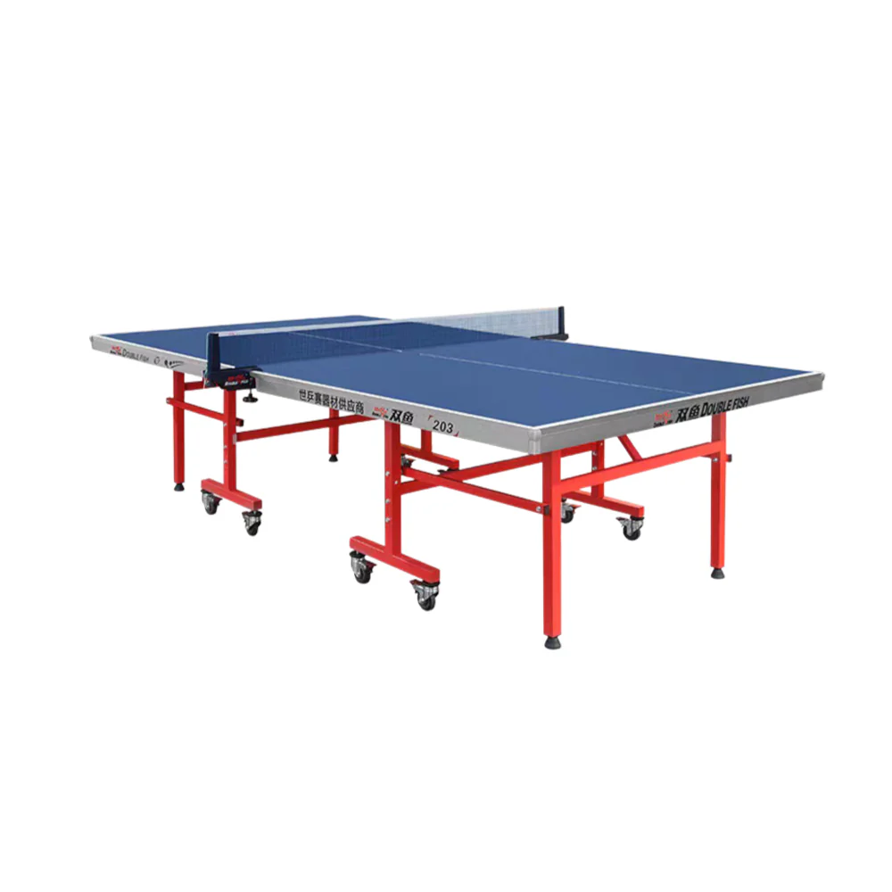 DOUBLE FISH 203 Indoor 18mm Blue Foldable Solo Play Table Tennis Pingpong Table-Bats Balls Net ITTF Approve - Image 9