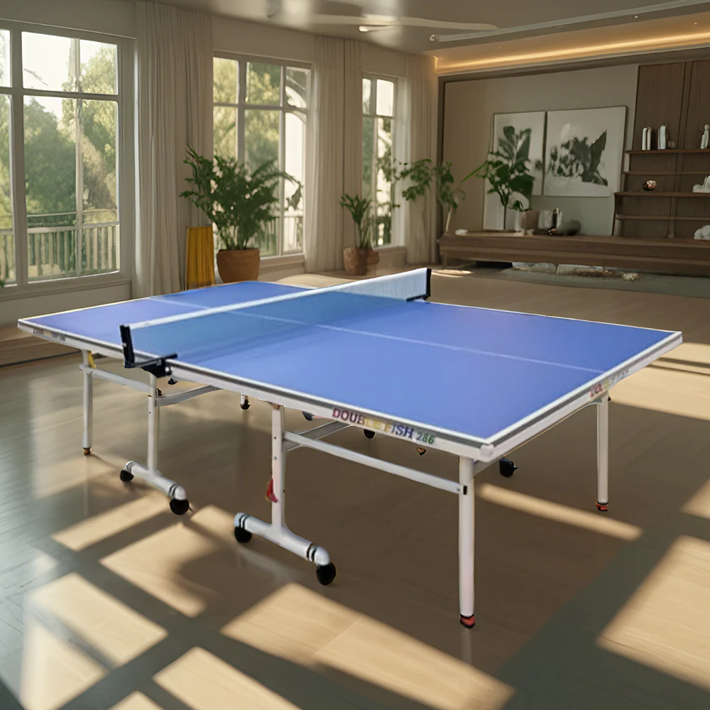 DOUBLE FISH 286 Indoor 18mm Blue Foldable Solo Play Table Tennis Pingpong Table-Bats Balls Net ITTF Approve - Image 10