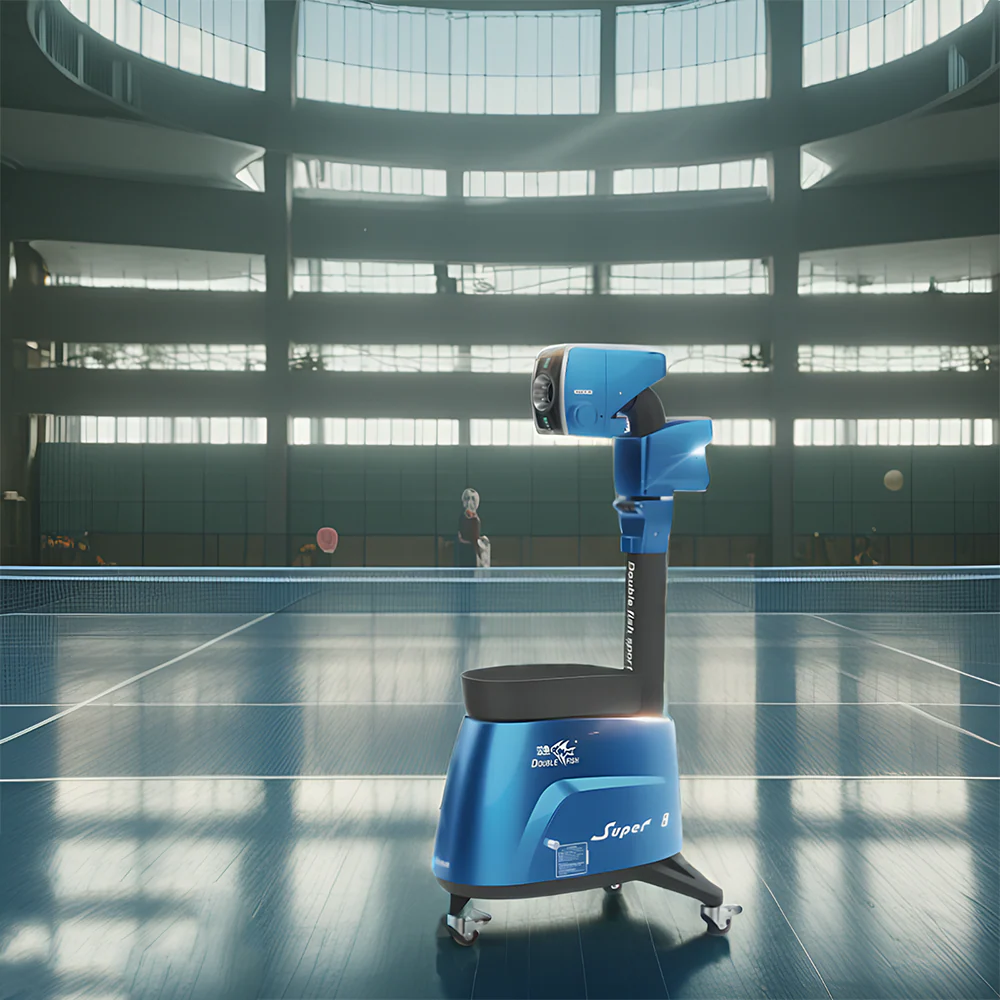 DOUBLE FISH Super 8 Vertical Intelligent Technology Table Tennis Ball Serving Machine-Blue&Black - Image 3