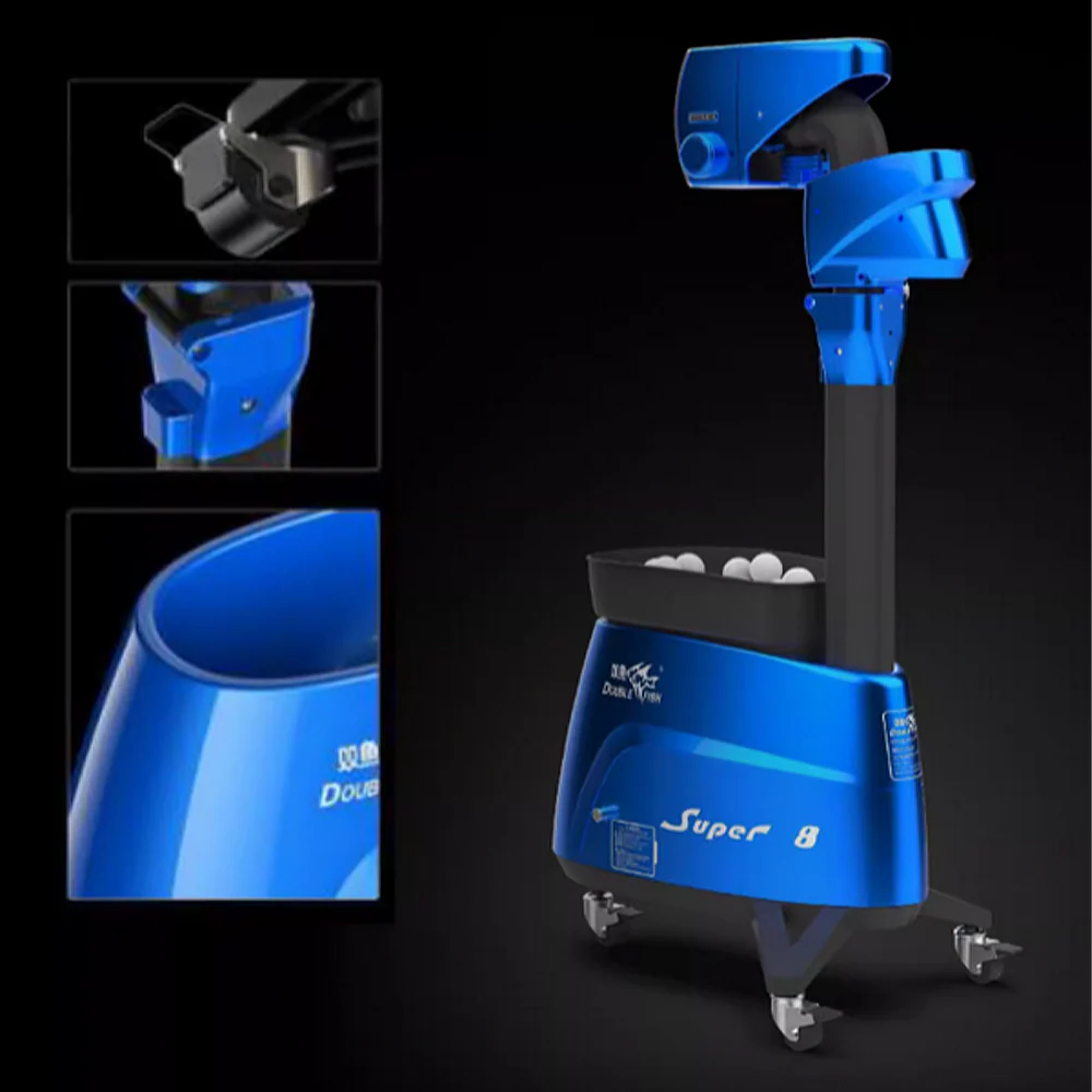 DOUBLE FISH Super 8 Vertical Intelligent Technology Table Tennis Ball Serving Machine-Blue&Black - Image 4