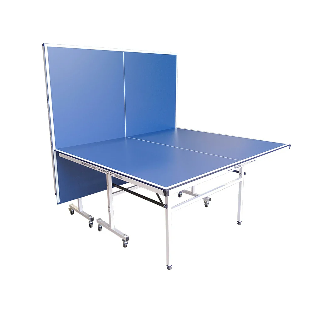 DOUBLE HAPPINESS Premium 13mm Indoor Black&Blue Foldable Solo Play Table Tennis Pingpong Table - Bats Balls Net - Image 3