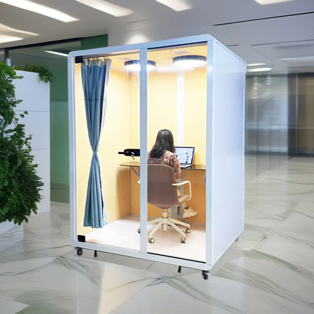 MODERA 1.3x1.6m Small Indoor Soundproof Office W/ Light - White - Image 2