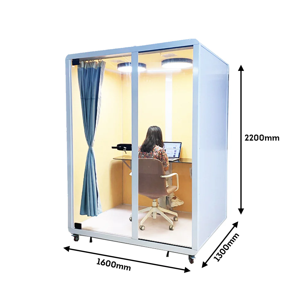MODERA 1.3x1.6m Small Indoor Soundproof Office W/ Light - White - Image 4