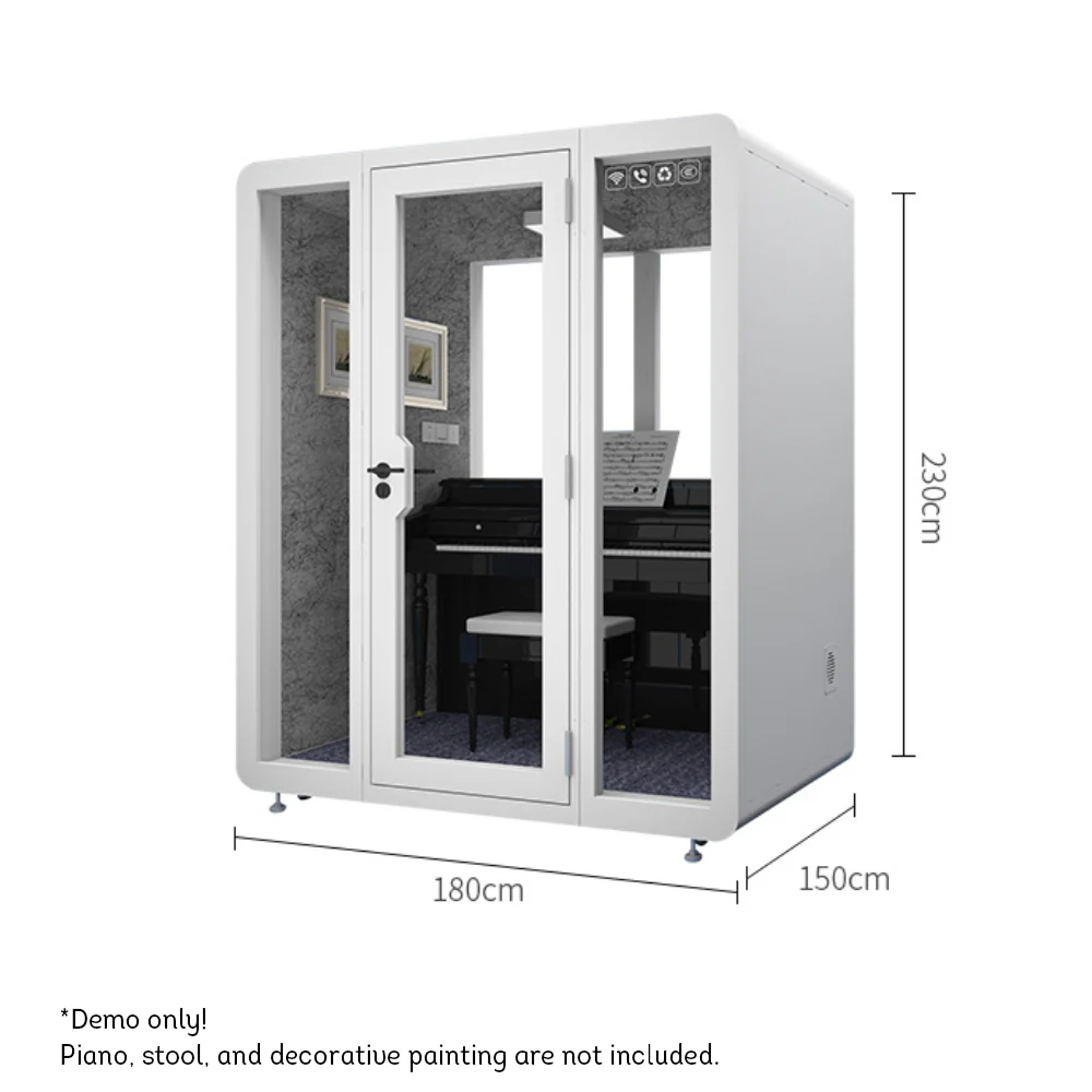 MODERA 1.8x1.5m Movable Soundproof Booth W/ Carpet - White - Image 4