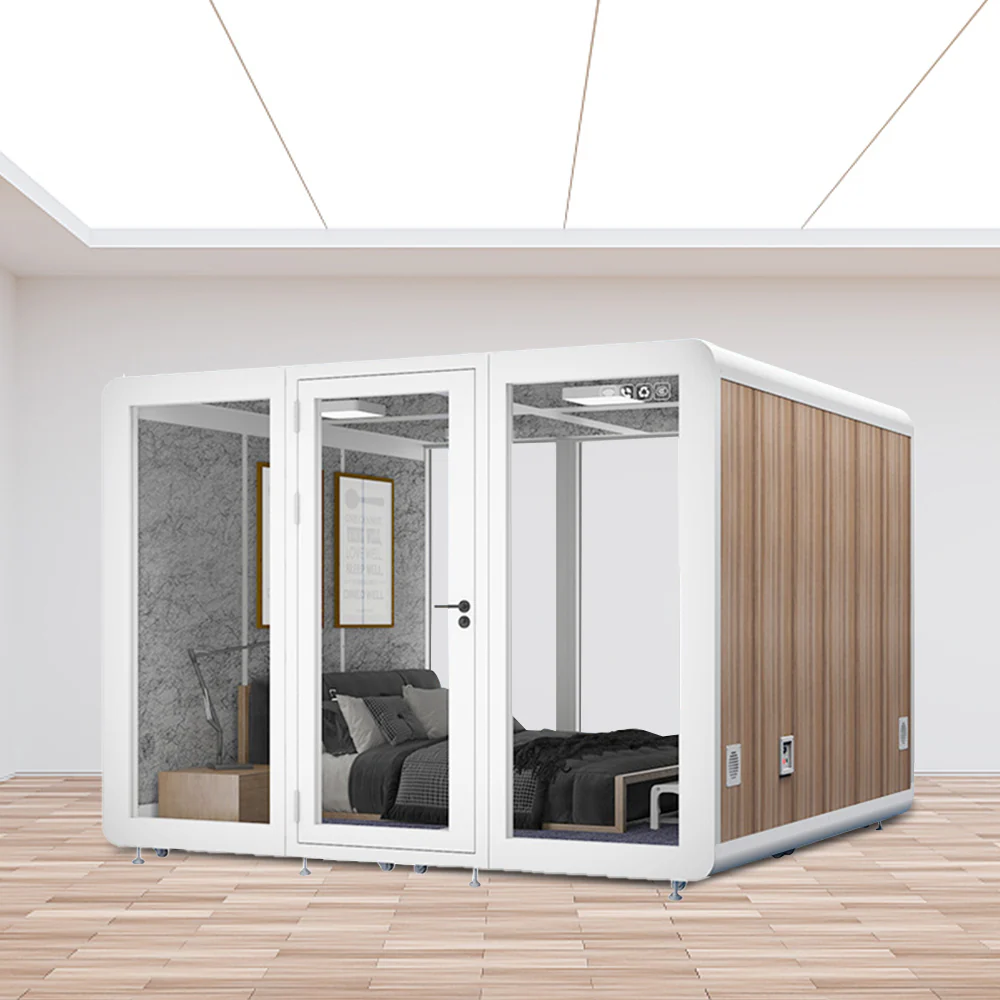 MODERA 3x3m Indoor Small Lounge Movable Soundproof Booth W/ Carpet - White - Image 3