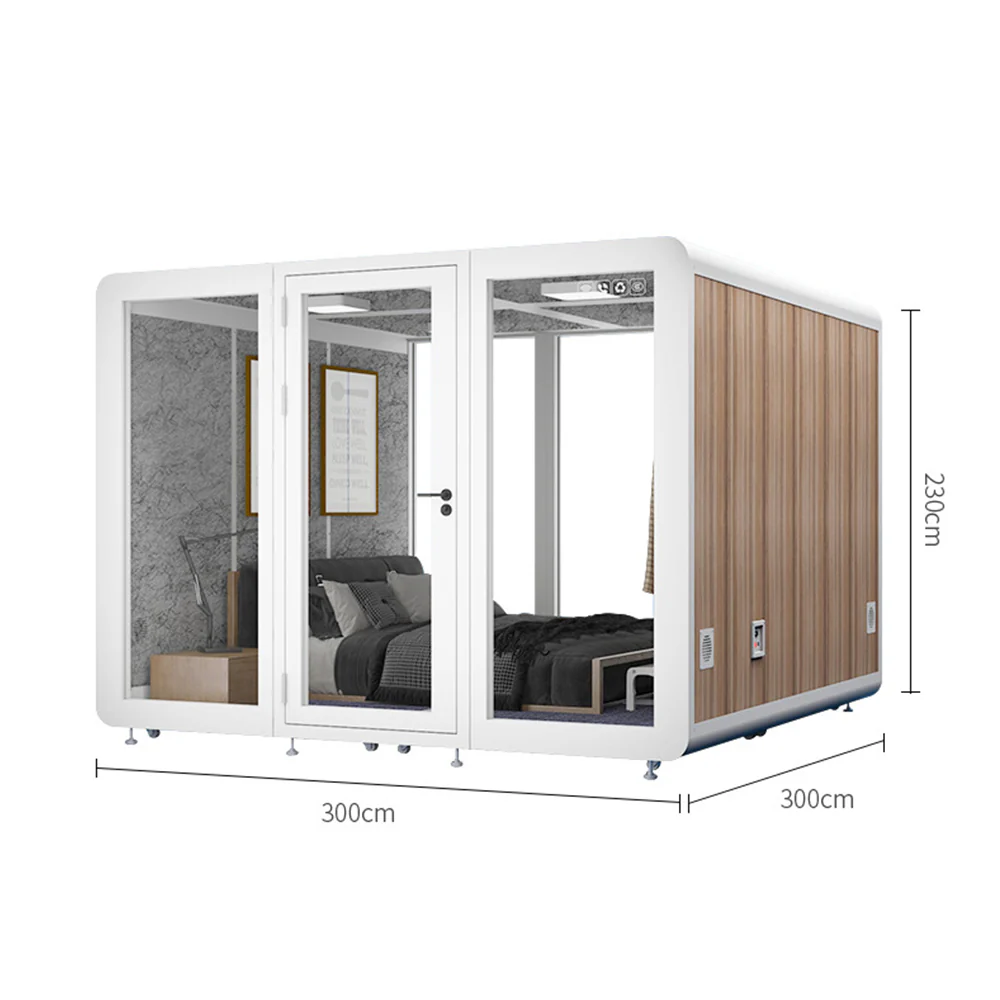 MODERA 3x3m Indoor Small Lounge Movable Soundproof Booth W/ Carpet - White - Image 4