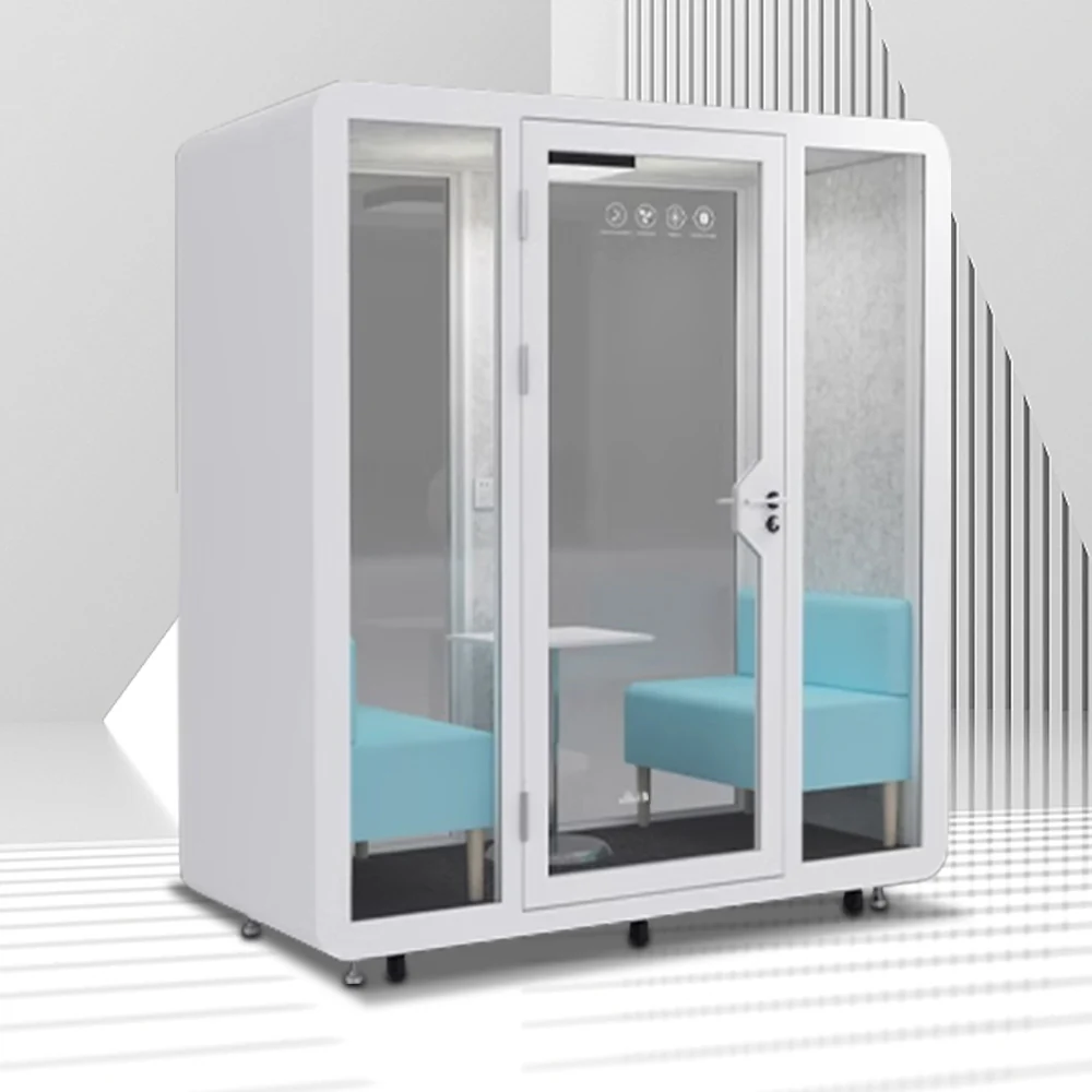 MODERA BLF11 2X1m Small Conference Room Indoor Movable Soundproof Booth W/ Light - White - Image 3