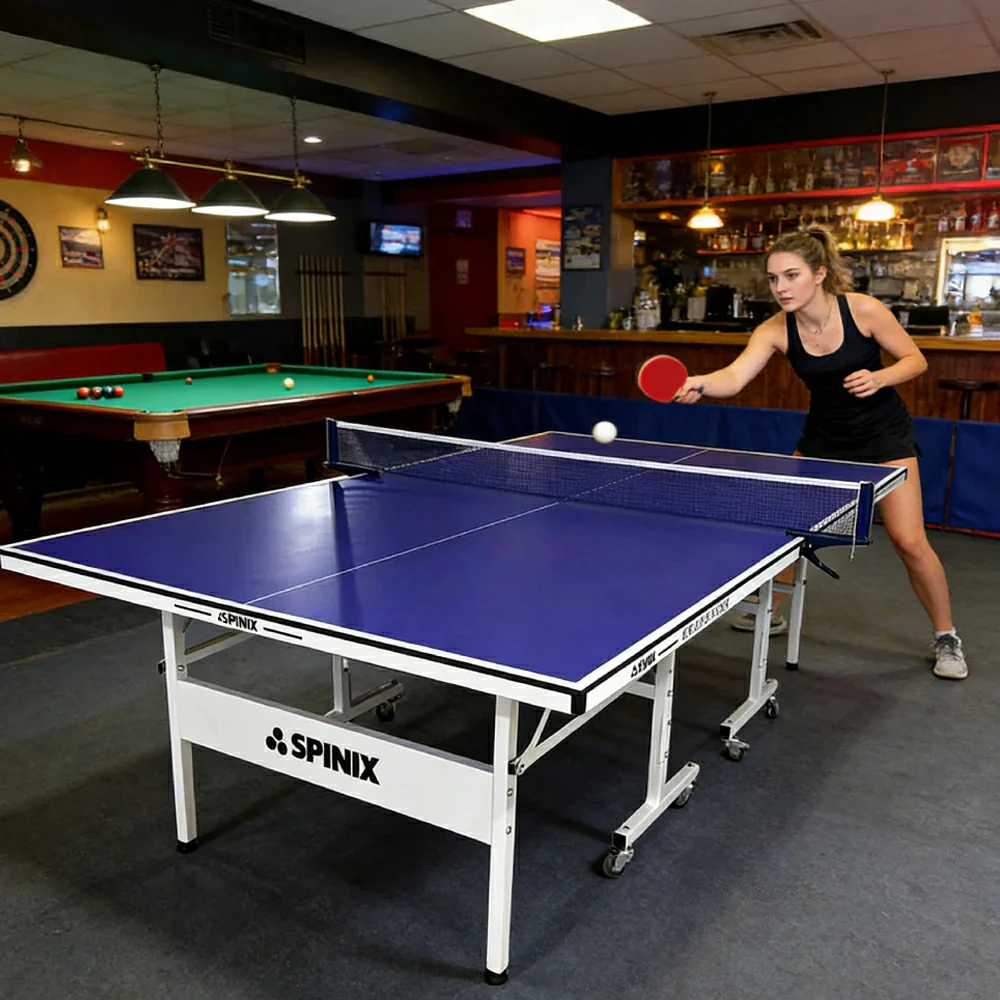 SPINIX 19mm Indoor Blue&Black Top Foldable Solo Play Table Tennis Pingpong Table-Bats Balls Net - Image 11