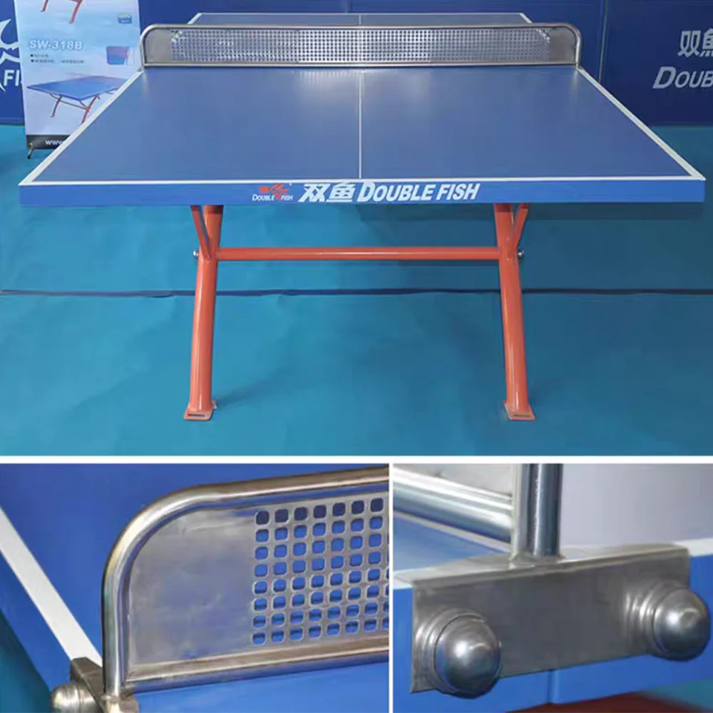 DOUBLE FISH SW318 Outdoor Waterproof Blue Table Tennis Pingpong Table-Bats Balls Net ITTF Approve - Image 4