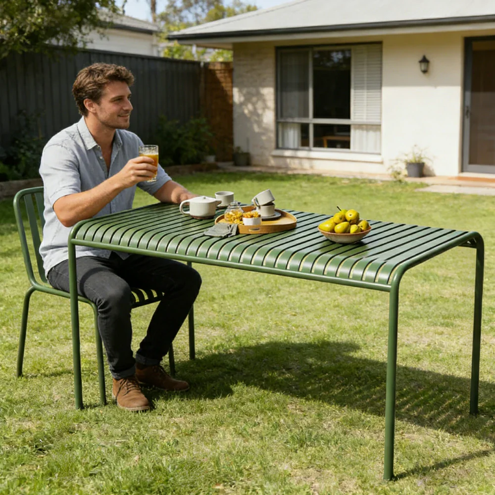SOLARA Outdoor Iron Table/Bench/Chair/Sofa/Bar Stool - Green - Image 7