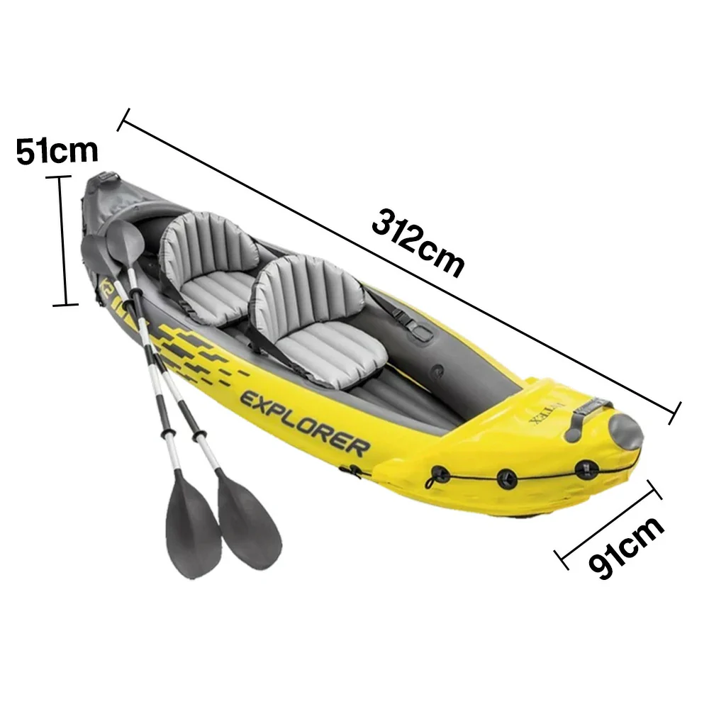 TREKKA 2-Person Inflatable Kayak Adjustable Seat Anti-Slip V-Bow Multi Air Chambers Removable Fin Stable & Comfortable Ride - Image 5
