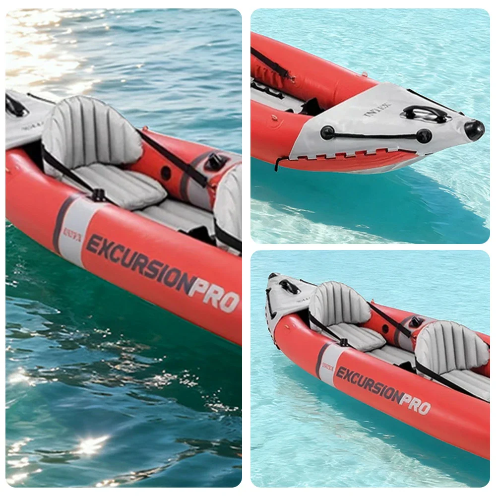 TREKKA 2-Person Inflatable Kayak Comfortable Adjustable Seats Inflatable Floor Smooth Control with Removable Fin - Image 3