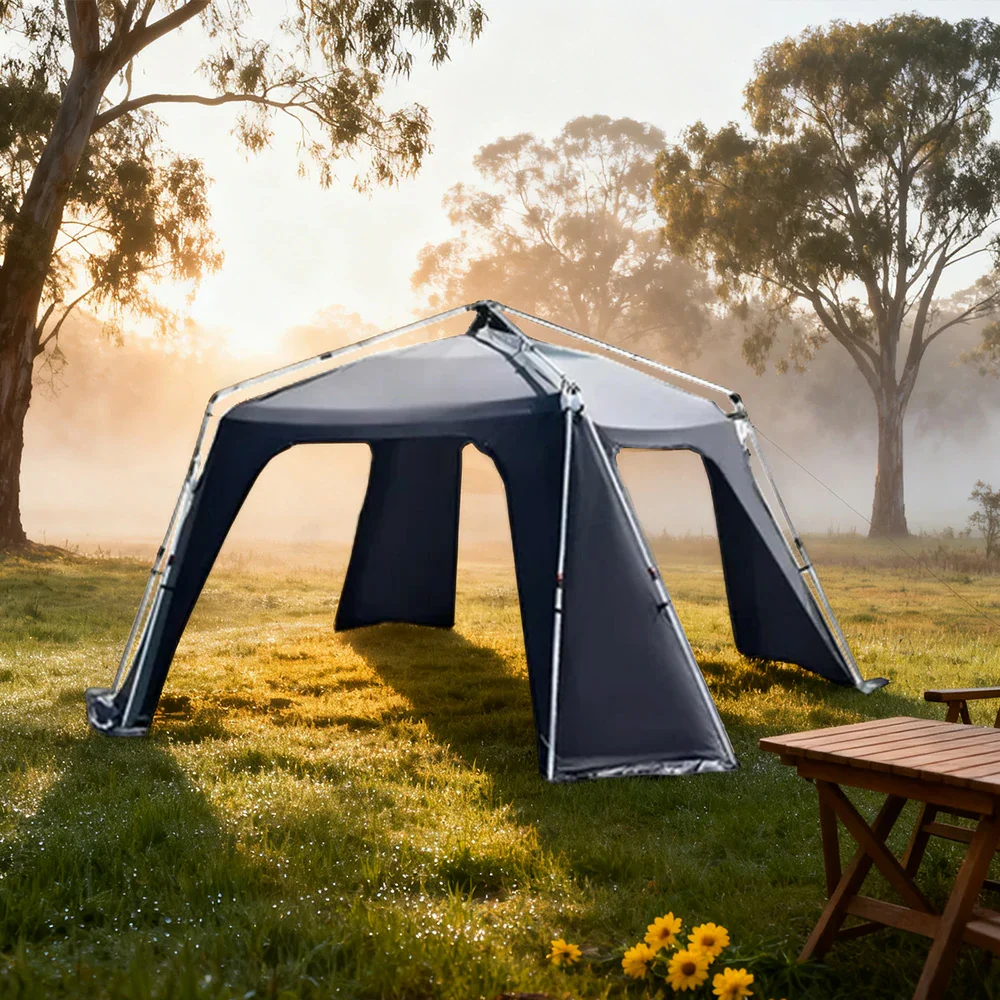 TREKKA Aluminum Alloy Dome Canopy Tent - Instant Setup, Wind-Resistant Octagonal Design, Spacious Outdoor Shelter - Black - Image 4