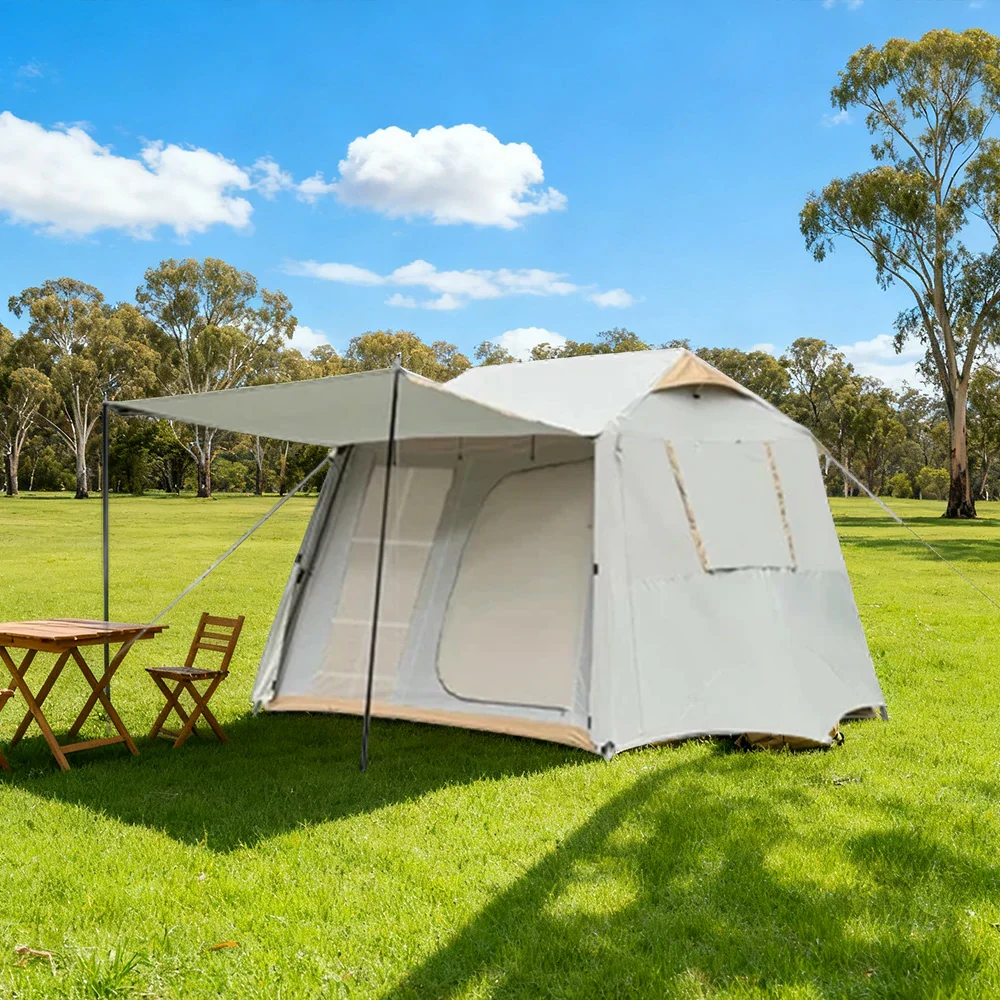 TREKKA Cloud Dancer Silver-Coated Camping Tent with Extended Canopy - Sun Protection, Quick Setup, Spacious Lightweight Outdoor Shelter - Silver - Image 2