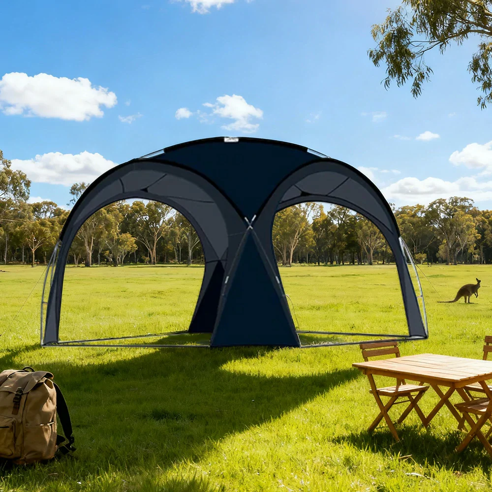 TREKKA Dome Canopy Sun Shelter with Arched Roof - Extra-Large Shading Area, Silver-Coated UV Protection, Outdoor Camping Canopy - Black - Image 2