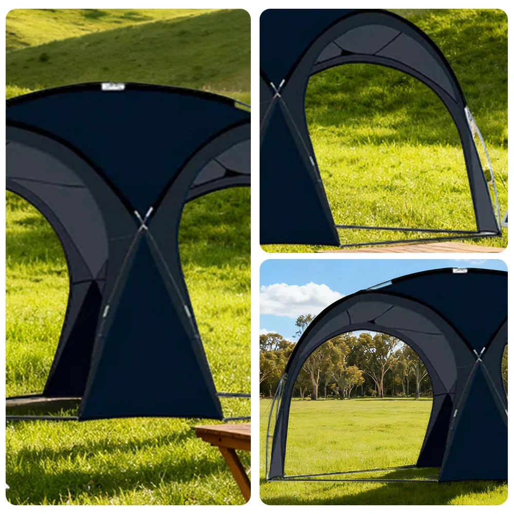 TREKKA Dome Canopy Sun Shelter with Arched Roof - Extra-Large Shading Area, Silver-Coated UV Protection, Outdoor Camping Canopy - Black - Image 3