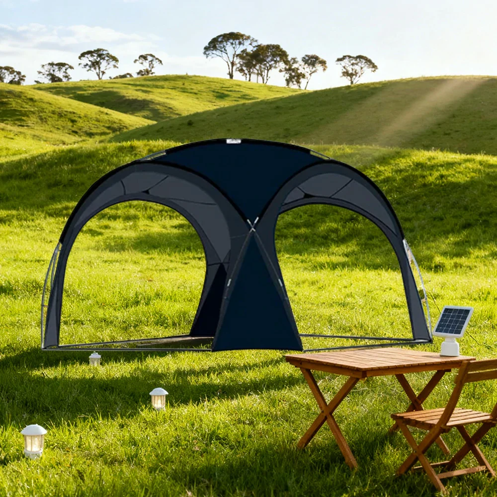 TREKKA Dome Canopy Sun Shelter with Arched Roof - Extra-Large Shading Area, Silver-Coated UV Protection, Outdoor Camping Canopy - Black - Image 4
