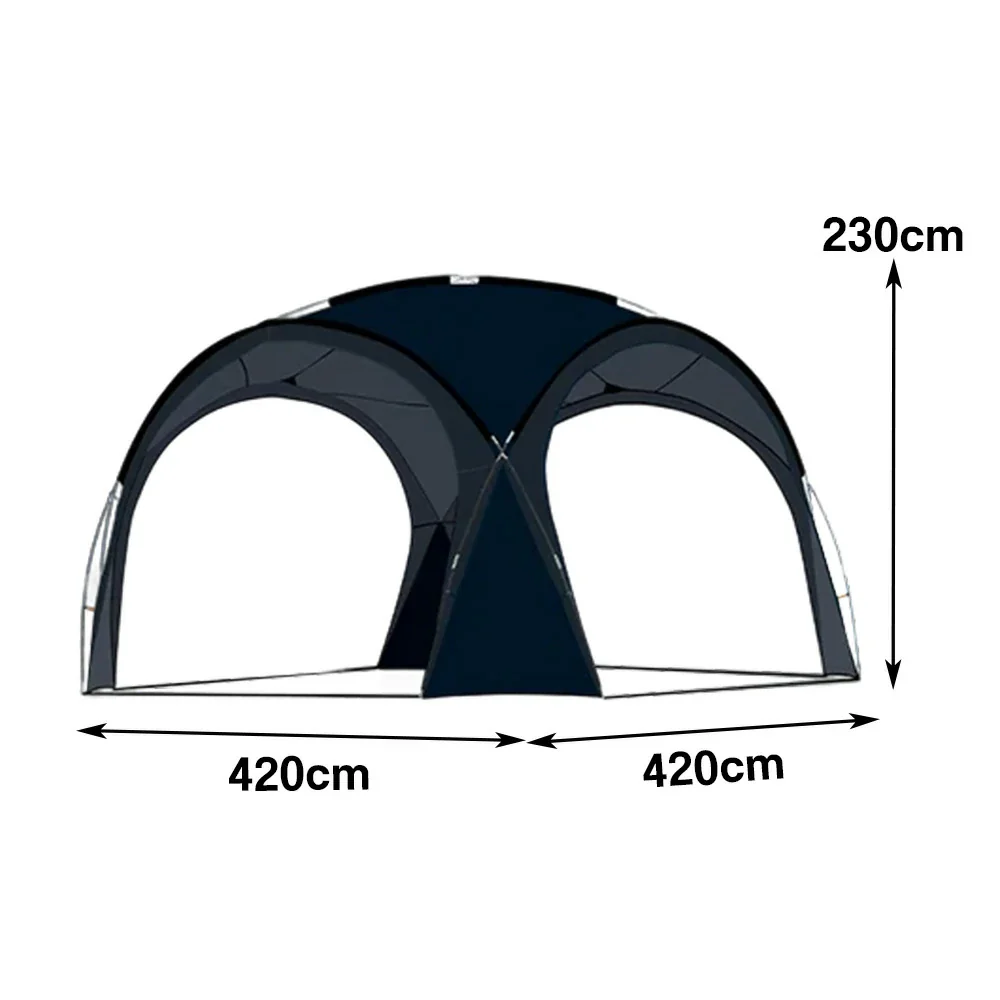 TREKKA Dome Canopy Sun Shelter with Arched Roof - Extra-Large Shading Area, Silver-Coated UV Protection, Outdoor Camping Canopy - Black - Image 5