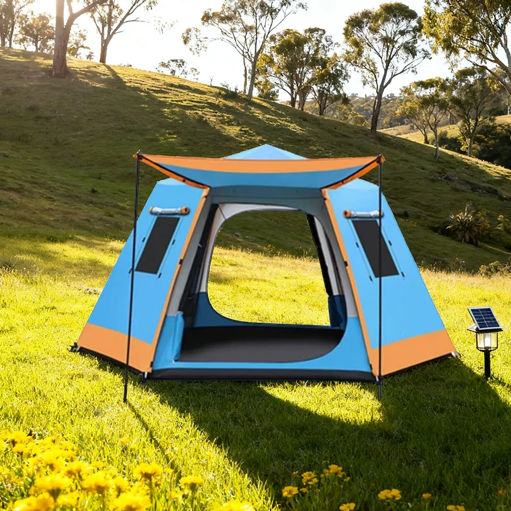 TREKKA Auto-Open Camping Tent with Full Aluminum Poles - Stable Structure, Dual Doors & Four Windows, Spacious 4-6 Person Shelter - Blue - Image 2
