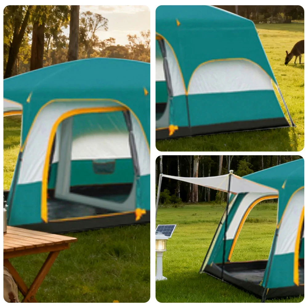 TREKKA Family Camping Tent for 2-6 People with Living Area - Double-Room Layout, Ventilated Design, Comfortable Outdoor Shelter - Green - Image 3