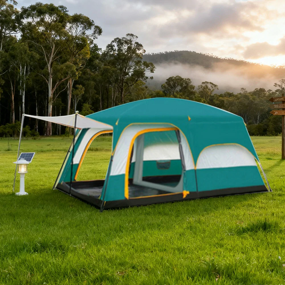 TREKKA Family Camping Tent for 2-6 People with Living Area - Double-Room Layout, Ventilated Design, Comfortable Outdoor Shelter - Green - Image 4