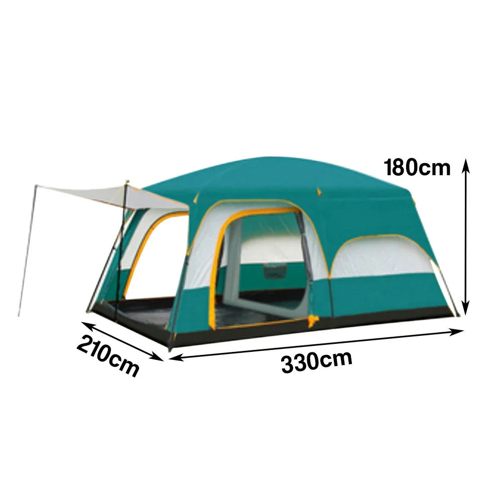 TREKKA Family Camping Tent for 2-6 People with Living Area - Double-Room Layout, Ventilated Design, Comfortable Outdoor Shelter - Green - Image 5