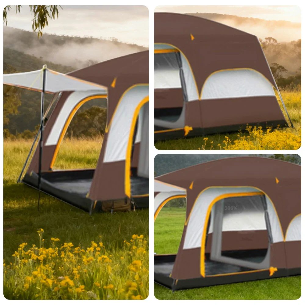 TREKKA Family Camping Tent for 2-6 People with Living Area - Double-Room Layout, Ventilated Design, Comfortable Outdoor Shelter - Coffee - Image 3