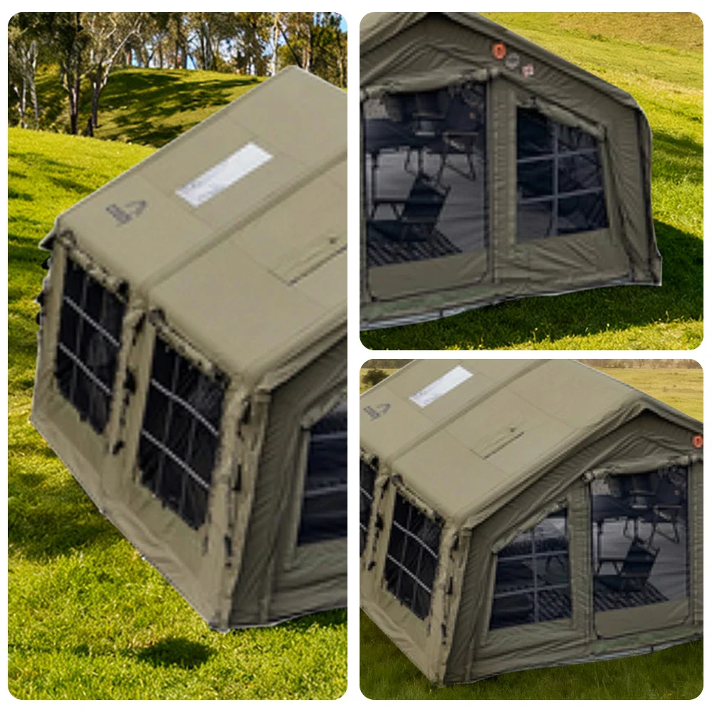 TREKKA 17.2 Square Meter Pro Camping Tent - Upgraded Poly-Cotton Fabric, Large Panoramic Windows, Spacious Interior, All-Season Outdoor Shelter - Army Green - Image 3