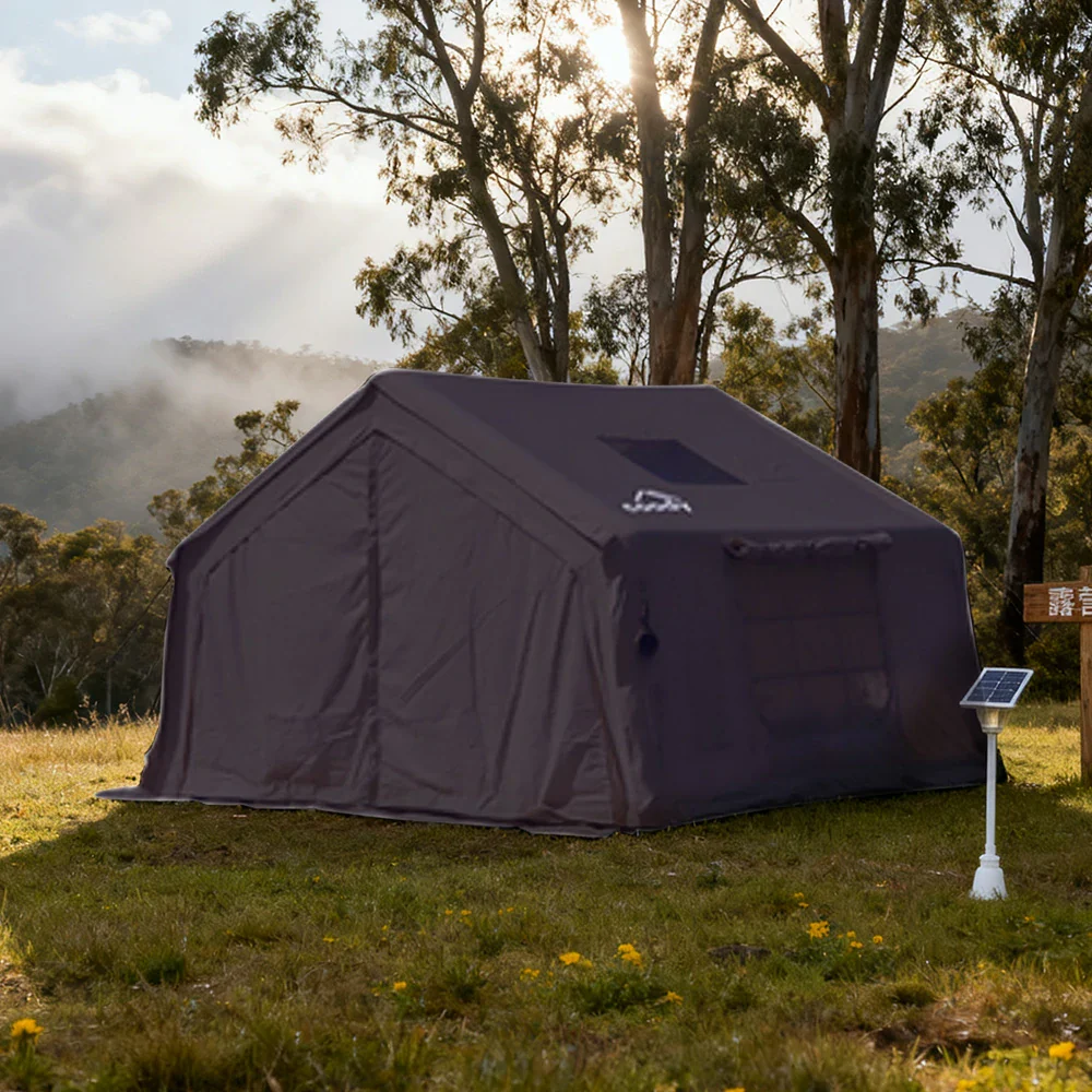 TREKKA 10 Square Meter Camping Tent - Durable Poly-Cotton Fabric, Panoramic TPU Windows, Spacious Interior, All-Season Outdoor Shelter - Black - Image 2