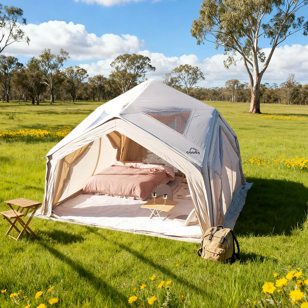 TREKKA 13 Square Meter Hub Station Camping Tent - Multi-Side Expandable Design, Panoramic Mesh Windows, Spacious All-Season Shelter - Golden Sand - Image 2