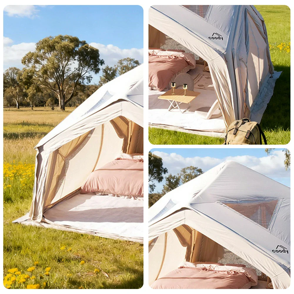 TREKKA 13 Square Meter Hub Station Camping Tent - Multi-Side Expandable Design, Panoramic Mesh Windows, Spacious All-Season Shelter - Golden Sand - Image 3