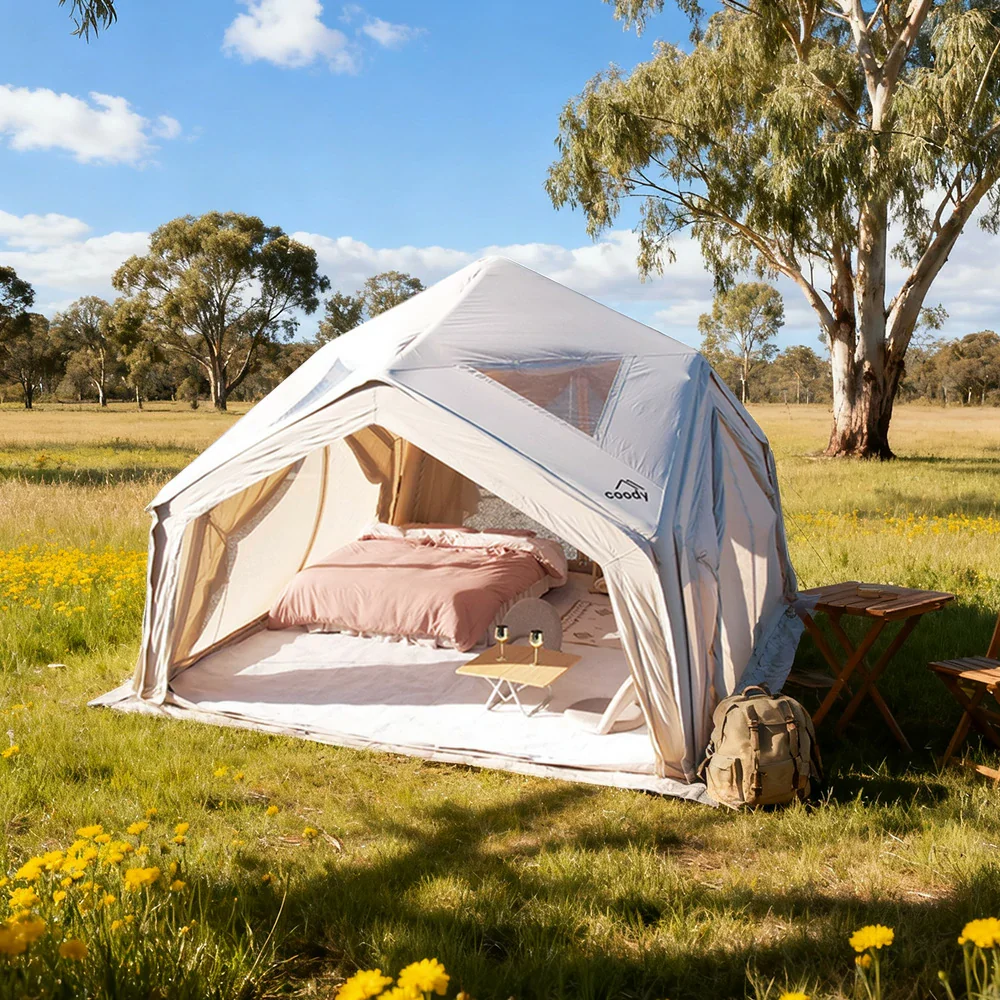 TREKKA 13 Square Meter Hub Station Camping Tent - Multi-Side Expandable Design, Panoramic Mesh Windows, Spacious All-Season Shelter - Golden Sand - Image 4