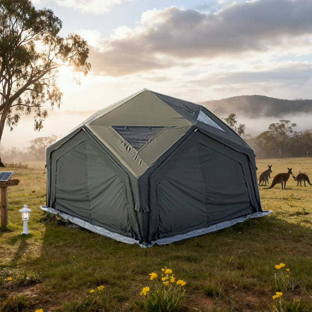 TREKKA 13 Square Meter Hub Station Camping Tent - Multi-Side Expandable Design, Panoramic Mesh Windows, Spacious All-Season Shelter - Army Green - Image 2