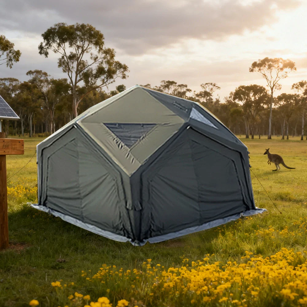 TREKKA 13 Square Meter Hub Station Camping Tent - Multi-Side Expandable Design, Panoramic Mesh Windows, Spacious All-Season Shelter - Army Green - Image 4