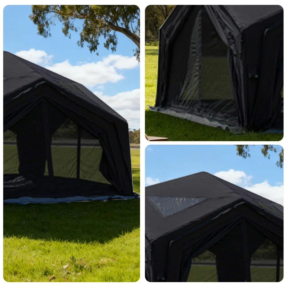TREKKA 13 Square Meter Hub Station Camping Tent - Multi-Side Expandable Design, Panoramic Mesh Windows, Spacious All-Season Shelter - Black - Image 4