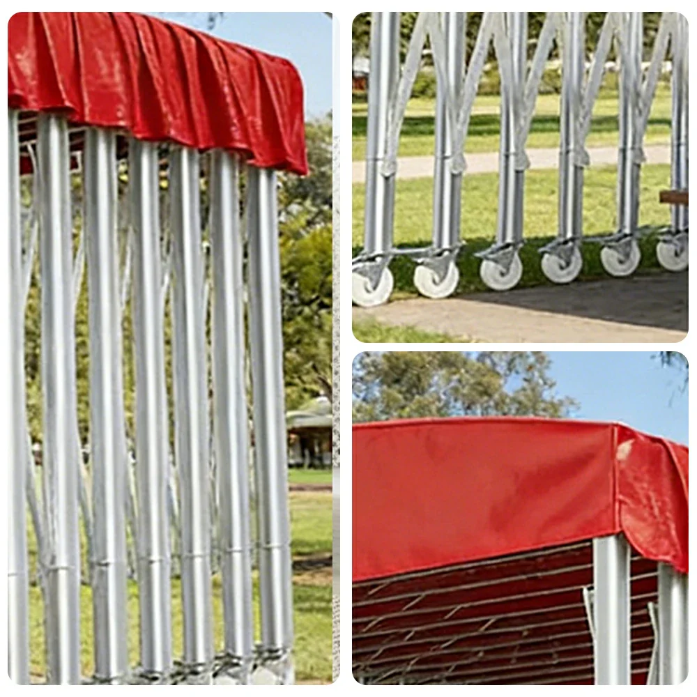 TREKKA Outdoor Retractable Canopy Tent - 5/7/8m Heavy-Duty Telescopic Frame with Lockable Wheels, Waterproof & UV-Resistant Fabric, Space-Saving Design - Red - Image 3