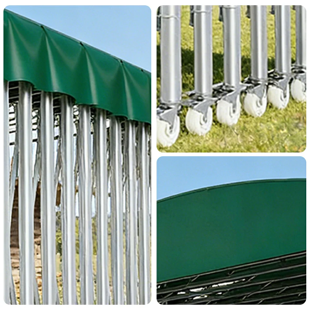 TREKKA Outdoor Retractable Canopy Tent - 5/7/8m Heavy-Duty Telescopic Frame with Lockable Wheels, Waterproof & UV-Resistant Fabric, Space-Saving Design - Green - Image 3