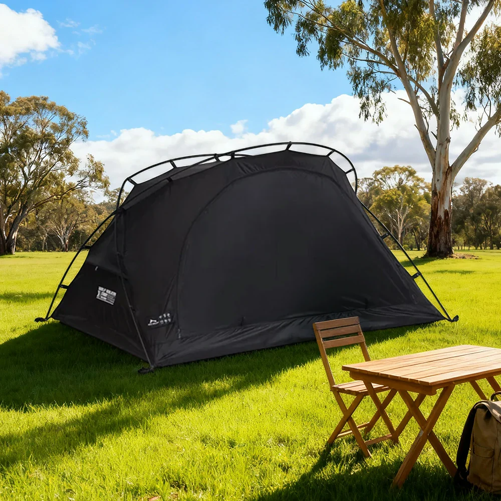 TREKKA Lightweight Backpacking Tent - Teflon Flame-Retardant Ripstop Fabric, Waterproof, Stable Aluminum Poles - Black - Image 2