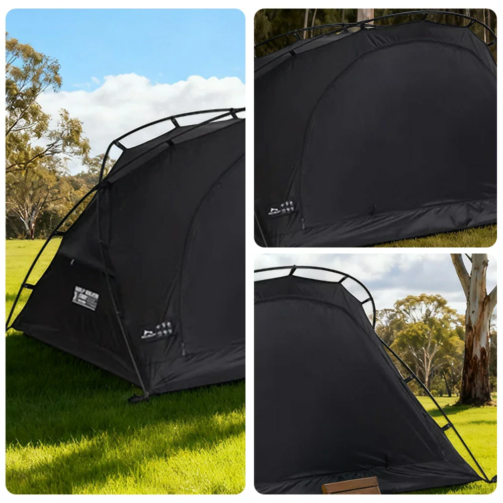 TREKKA Lightweight Backpacking Tent - Teflon Flame-Retardant Ripstop Fabric, Waterproof, Stable Aluminum Poles - Black - Image 3