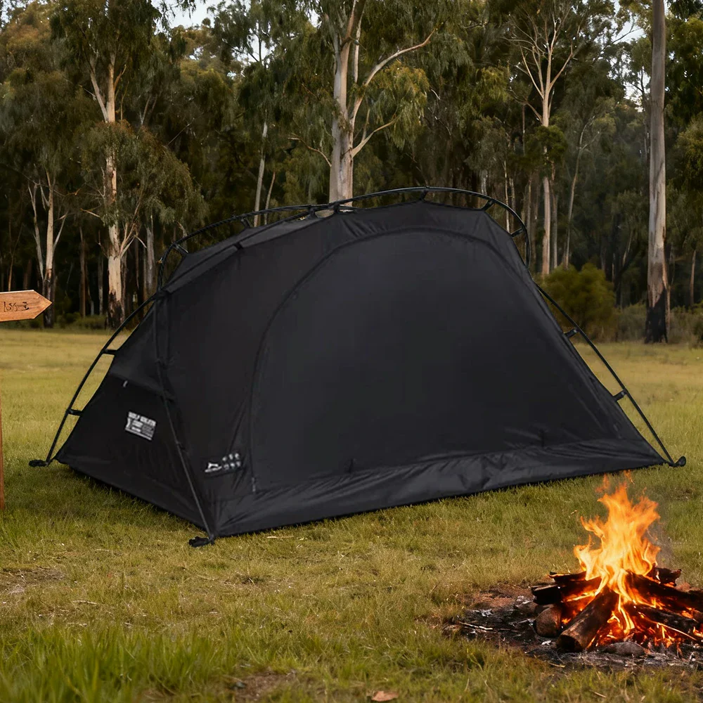 TREKKA Lightweight Backpacking Tent - Teflon Flame-Retardant Ripstop Fabric, Waterproof, Stable Aluminum Poles - Black - Image 4