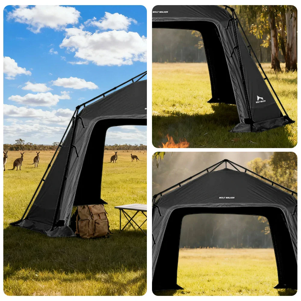 TREKKA Auto-Open Large Camping Canopy Tent - Ripstop Oxford Fabric, Quick Setup, Heavy-Duty Steel Frame, Spacious Outdoor Shelter - Black - Image 3