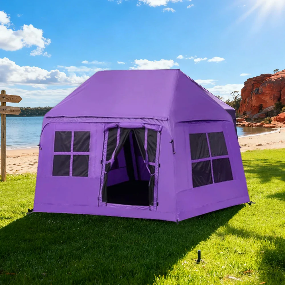 TREKKA Inflatable Cabin Camping Tent - Fast Setup, Air-Beam Structure, Blackout Fabric, Spacious Family Shelter - Purple - Image 2