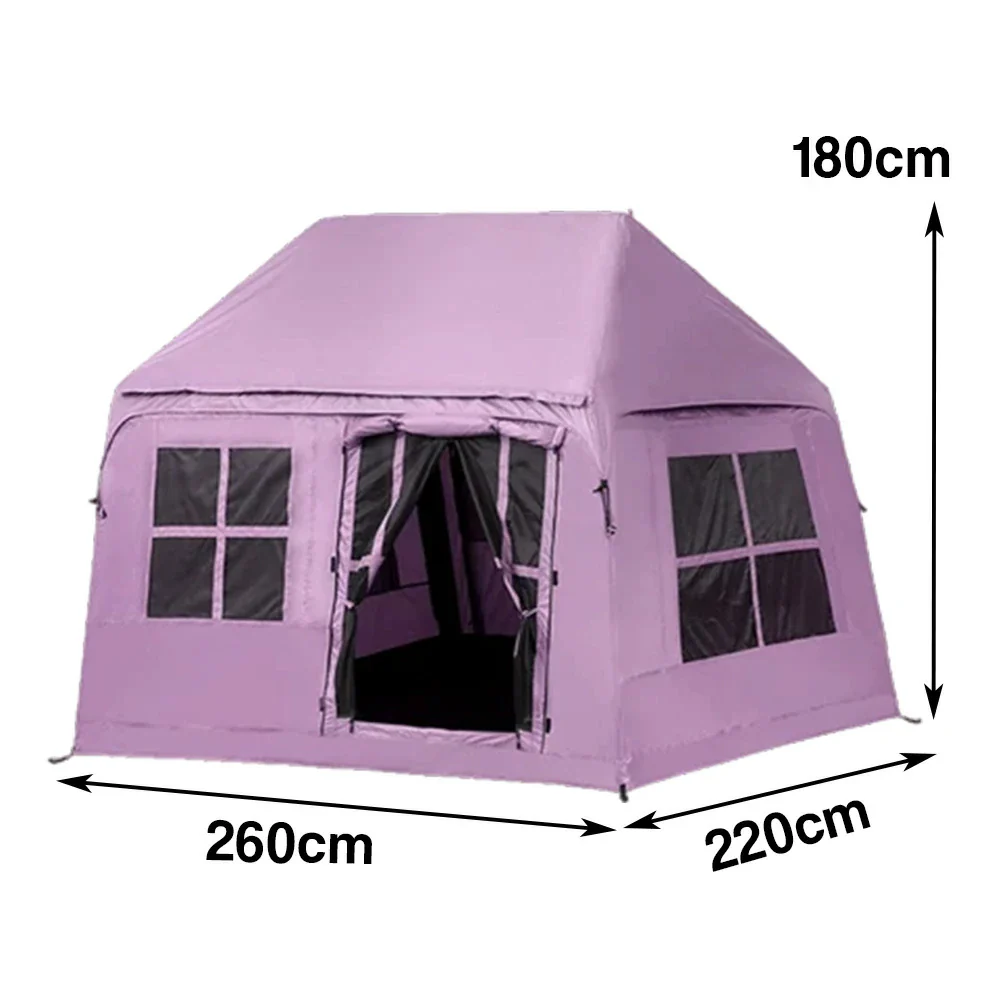 TREKKA Inflatable Cabin Camping Tent - Fast Setup, Air-Beam Structure, Blackout Fabric, Spacious Family Shelter - Pink - Image 5
