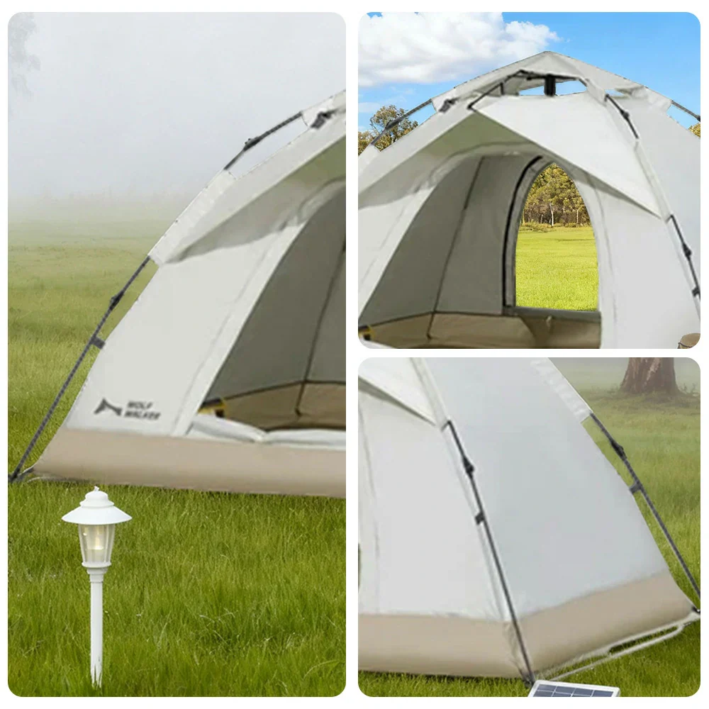 TREKKA Auto-Open Camping Tent UPF50 Plus - Silver-Coated Sun Protection, Dual Doors, Lightweight 2-3 Person Shelter - Off White - Image 3
