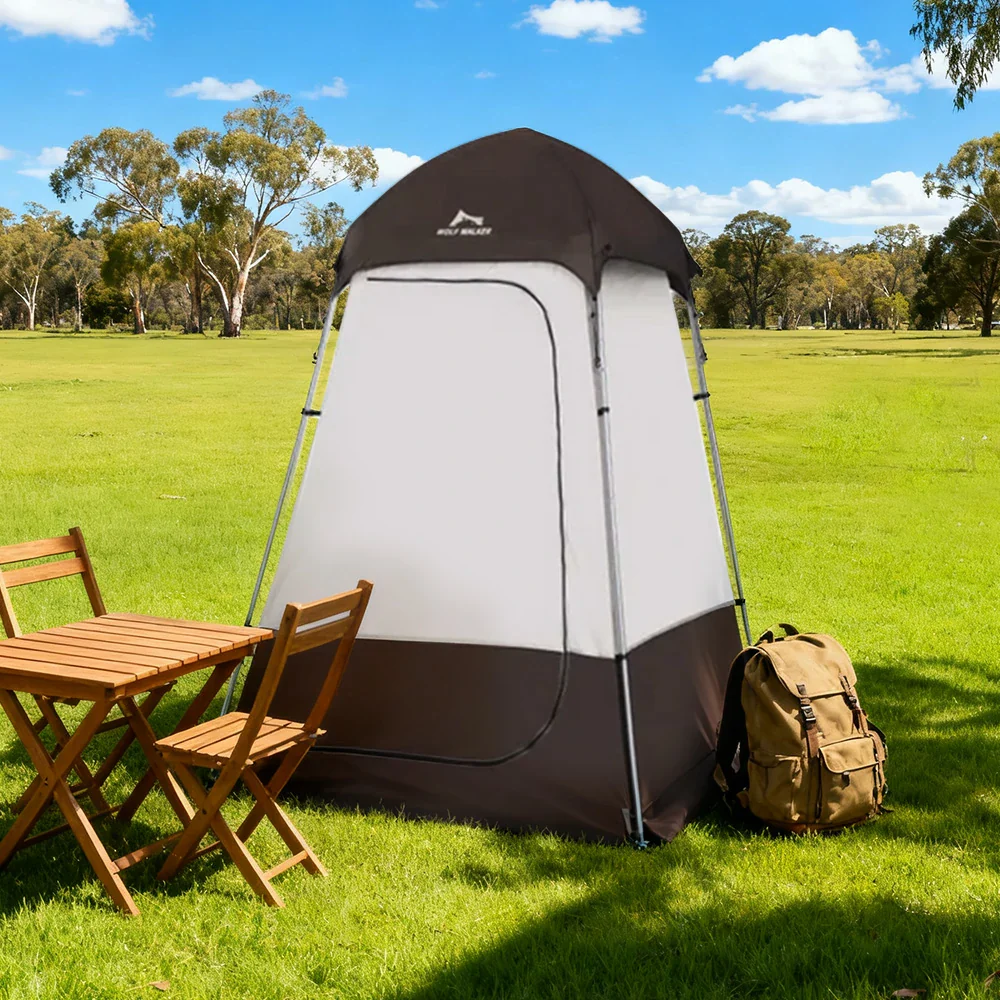 TREKKA Outdoor Camping Shower & Changing Tent - Privacy Protection, Silver-Coated Fabric, Quick Setup Portable Shelter - Brown - Image 2