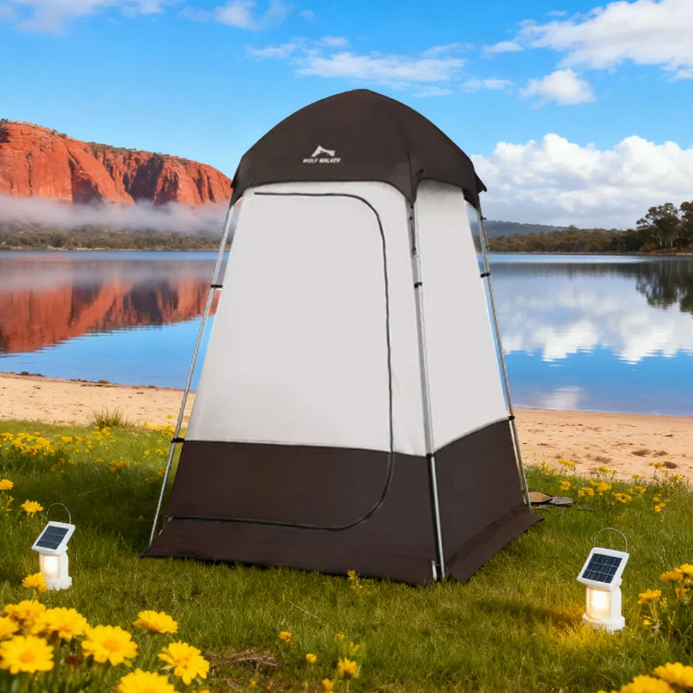 TREKKA Outdoor Camping Shower & Changing Tent - Privacy Protection, Silver-Coated Fabric, Quick Setup Portable Shelter - Brown - Image 4