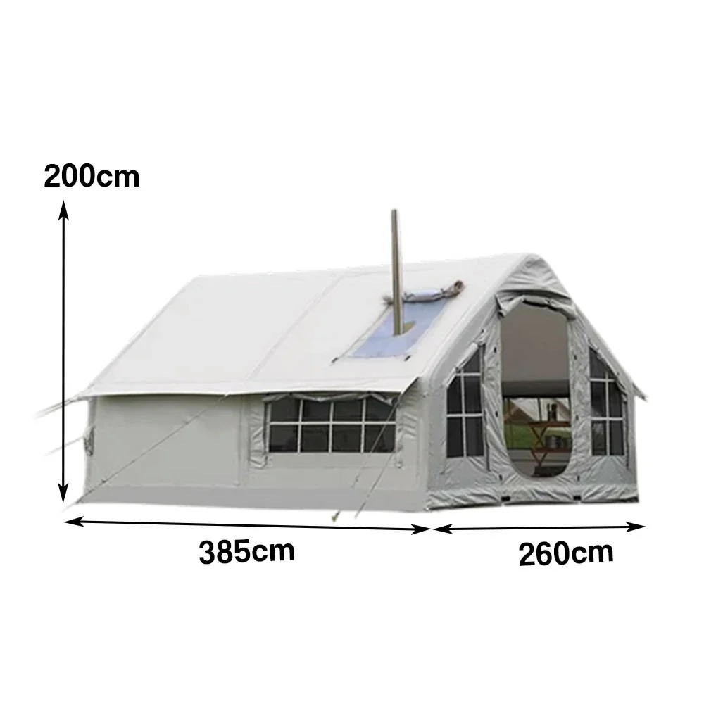 TREKKA 10 Square Meter Integrated Inflatable Camping Tent with Stove Jack & Air Pump - Wind-Resistant, Waterproof, Spacious All-Season Shelter - Grey - Image 5