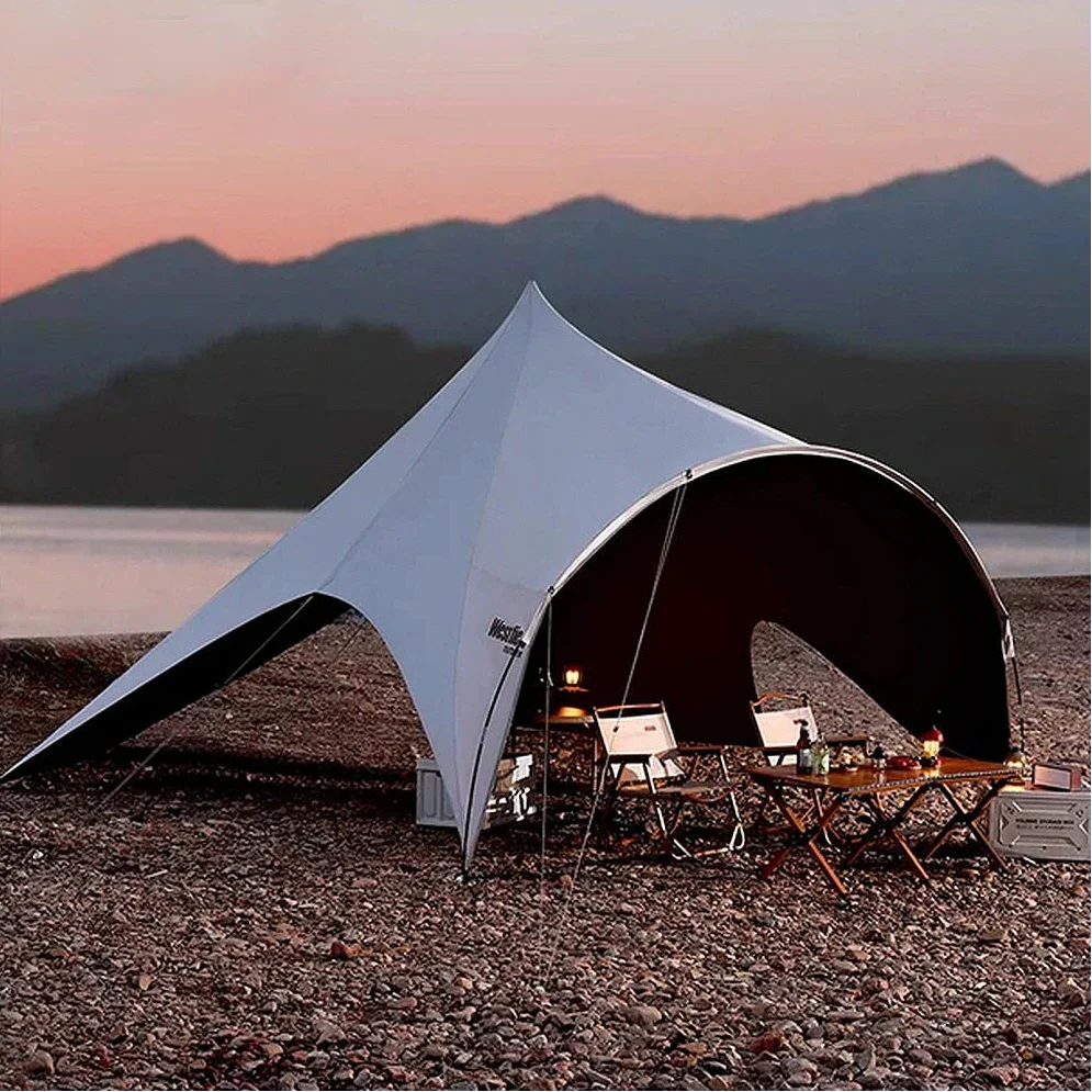 TREKKA Outdoor Sun Shelter Canopy - UV-Resistant Blackout Coating, Wide Shading Coverage, Stable Multi-Point Support - Fog White - Image 4