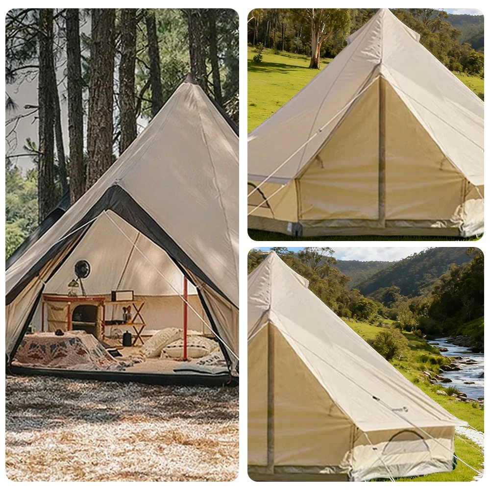 TREKKA 14 Square Meter Large Indian-Style Camping Tent - Durable Poly-Cotton Fabric, Spacious Interior, All-Season Outdoor Shelter - Beige - Image 3