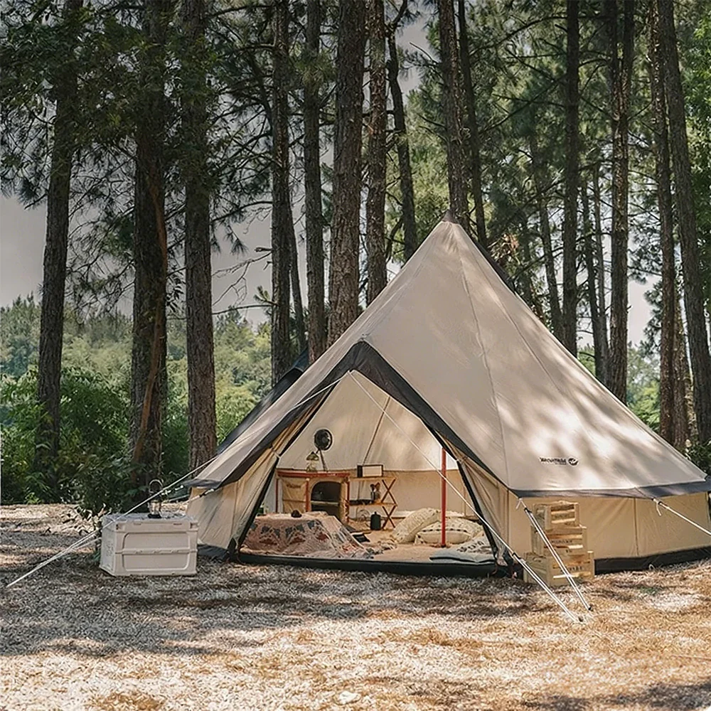 TREKKA 14 Square Meter Large Indian-Style Camping Tent - Durable Poly-Cotton Fabric, Spacious Interior, All-Season Outdoor Shelter - Beige - Image 4